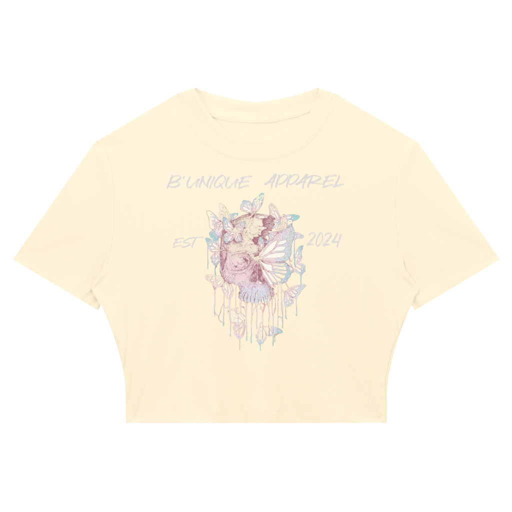 Women's B'UNIQUE est Slim Ribbed Crop T-Shirt