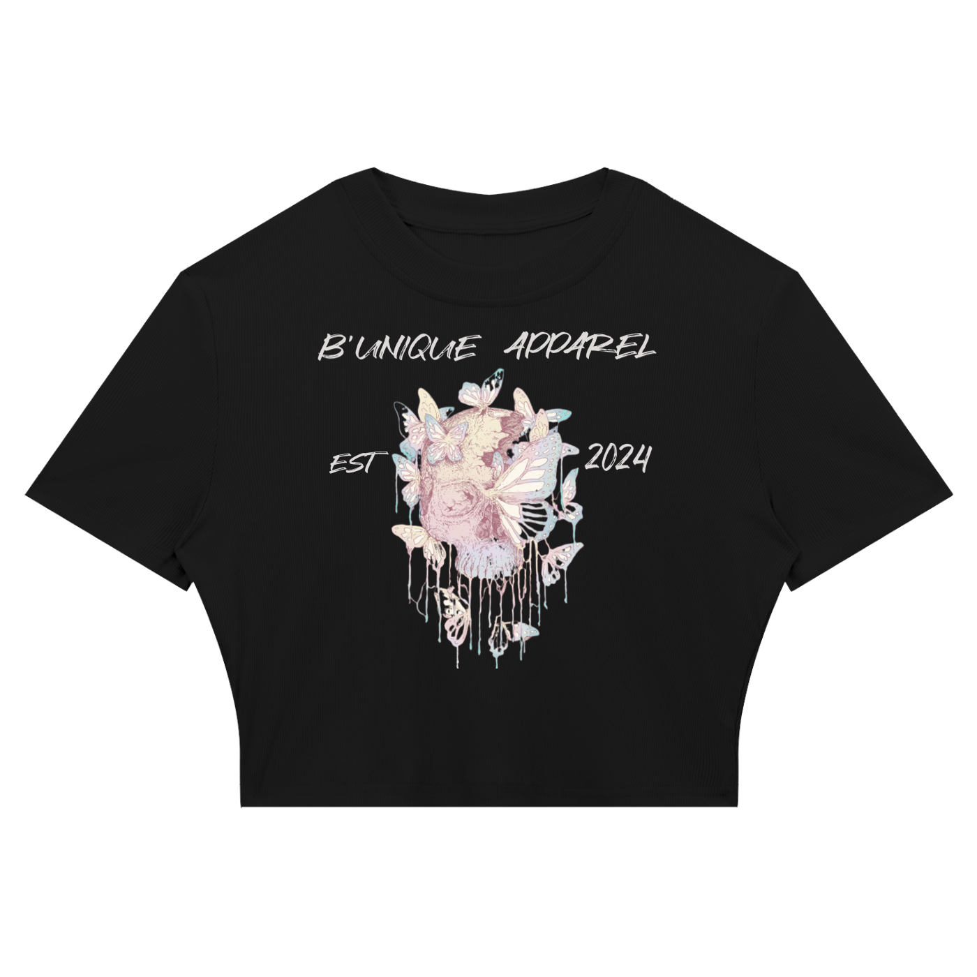 Women's B'UNIQUE est Slim Ribbed Crop T-Shirt