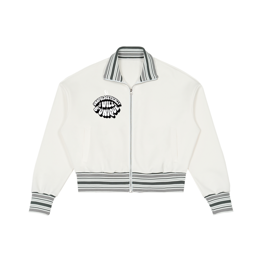 Unisex "I WILL" Striped Rib Collar Zip Jacket