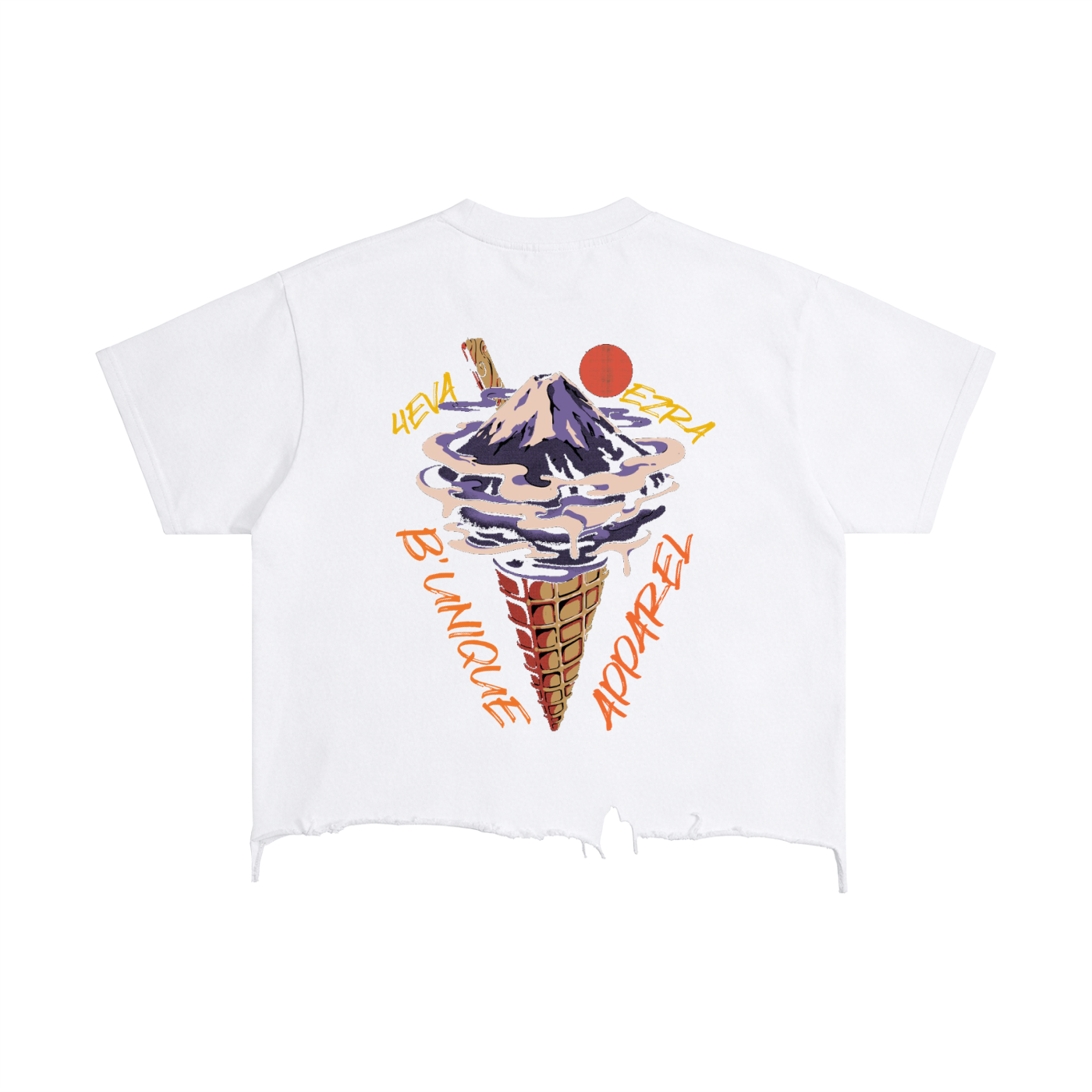 Unisex Vintage Distressed 4EVA EZRA UNIQUE ICE CREAM Hem T-Shirt