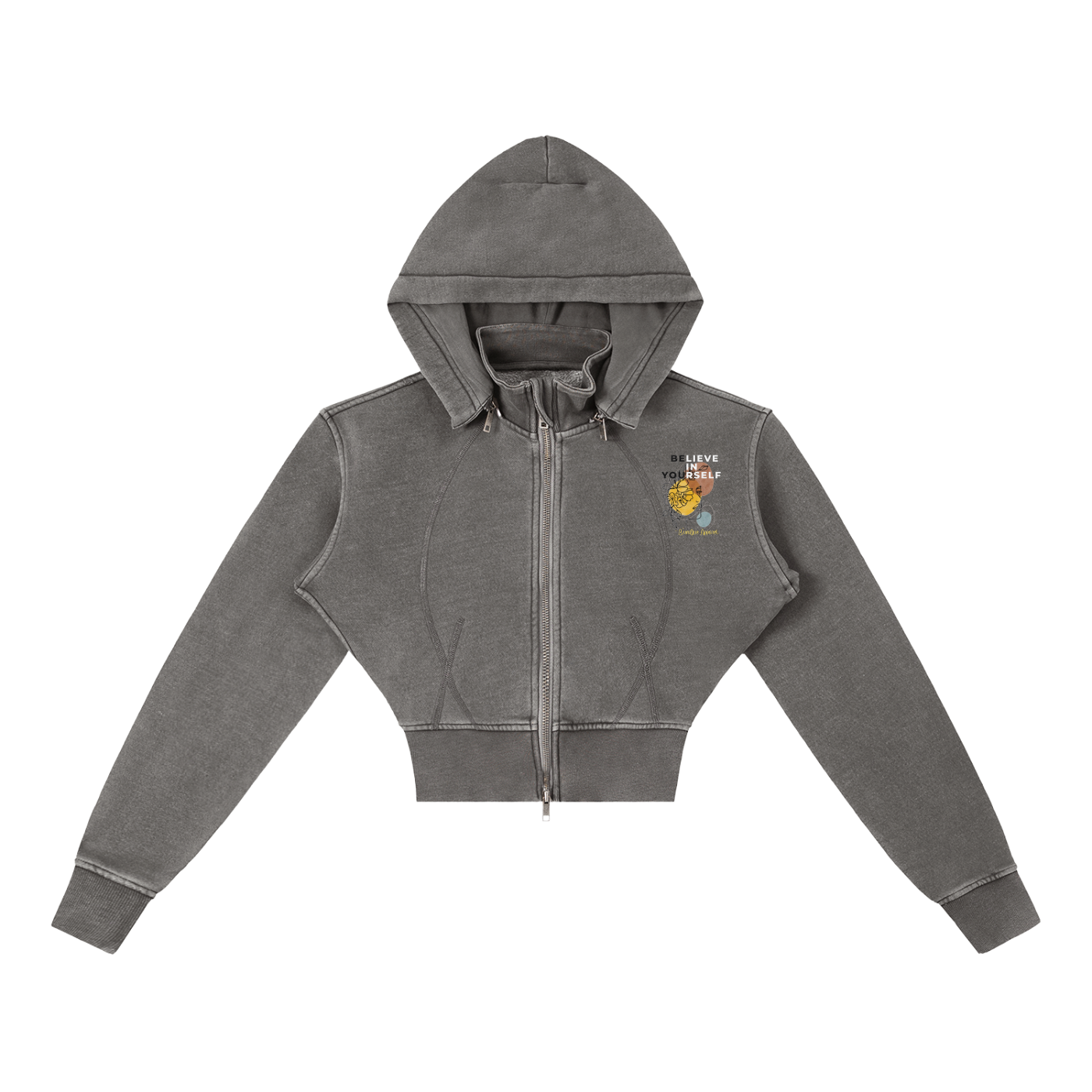 Women's Vintage "BELIEVE" Cropped Fleece Hoodie