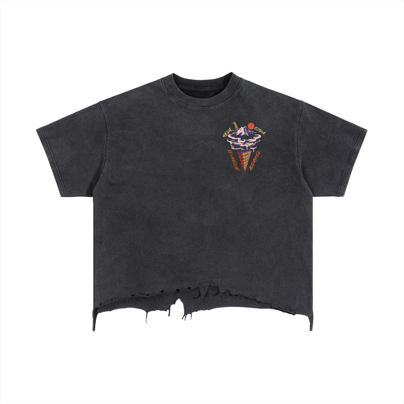 Unisex Vintage Distressed 4EVA EZRA UNIQUE ICE CREAM Hem T-Shirt