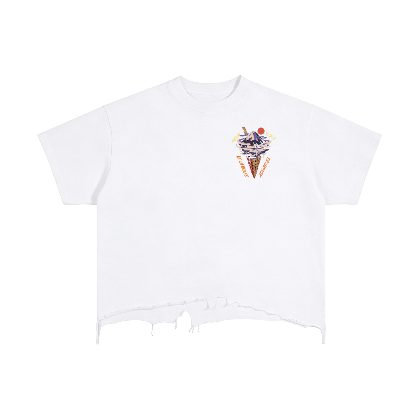 Unisex Vintage Distressed 4EVA EZRA UNIQUE ICE CREAM Hem T-Shirt