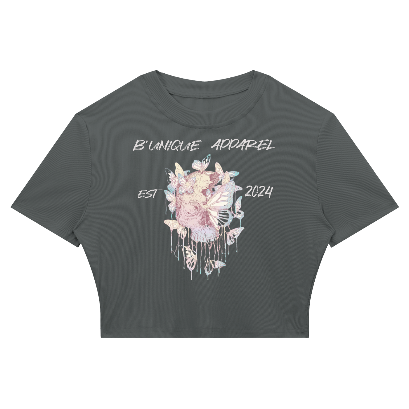 Women's B'UNIQUE est Slim Ribbed Crop T-Shirt