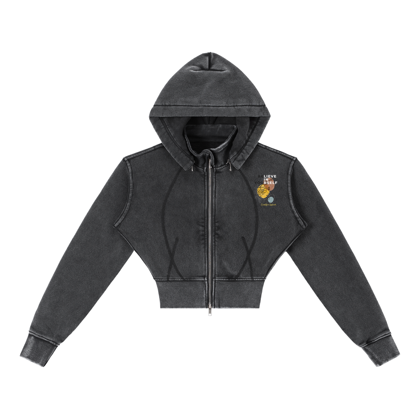 Women's Vintage "BELIEVE" Cropped Fleece Hoodie