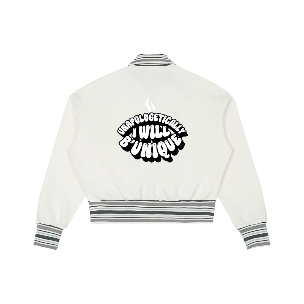 Unisex "I WILL" Striped Rib Collar Zip Jacket