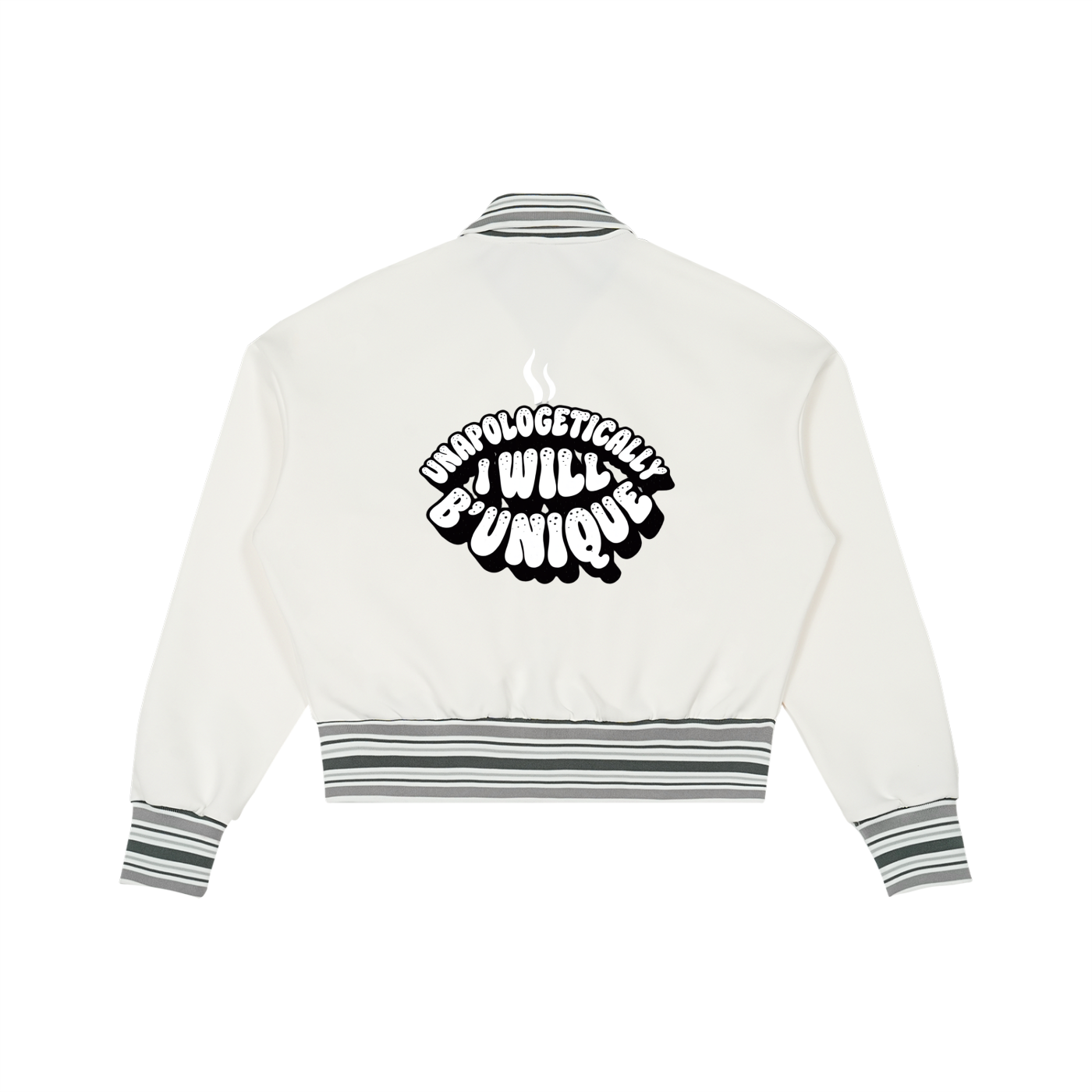Unisex "I WILL" Striped Rib Collar Zip Jacket