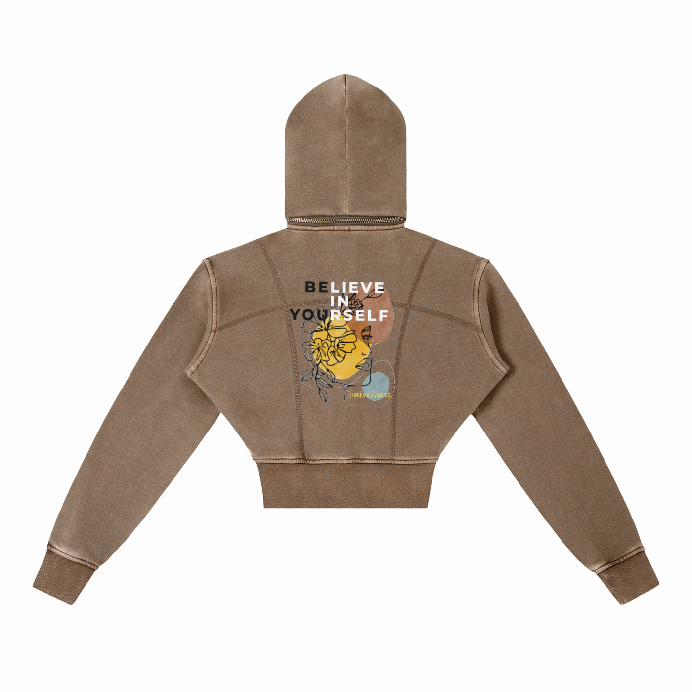 Women's Vintage "BELIEVE" Cropped Fleece Hoodie