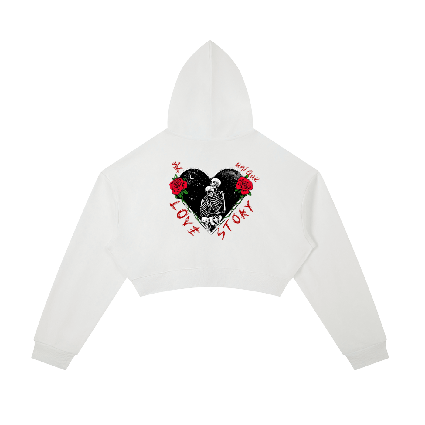 Women's "LoveStory" Cropped Zip-Up Hoodie