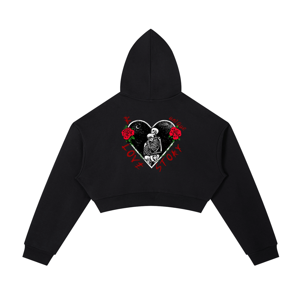 Women's "LoveStory" Cropped Zip-Up Hoodie
