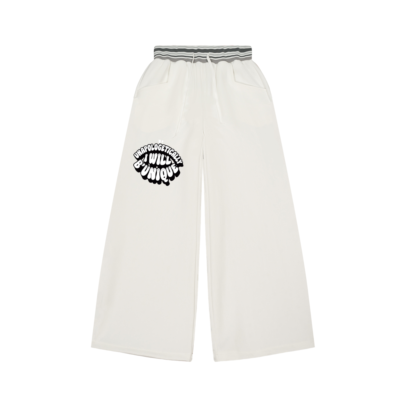 Unisex "I WILL " Striped Waist Wide Leg Pants