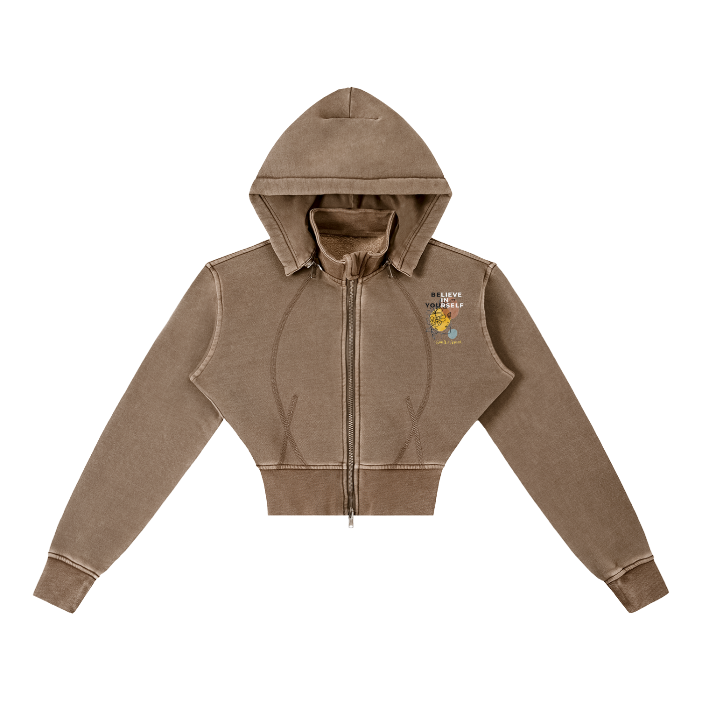 Women's Vintage "BELIEVE" Cropped Fleece Hoodie