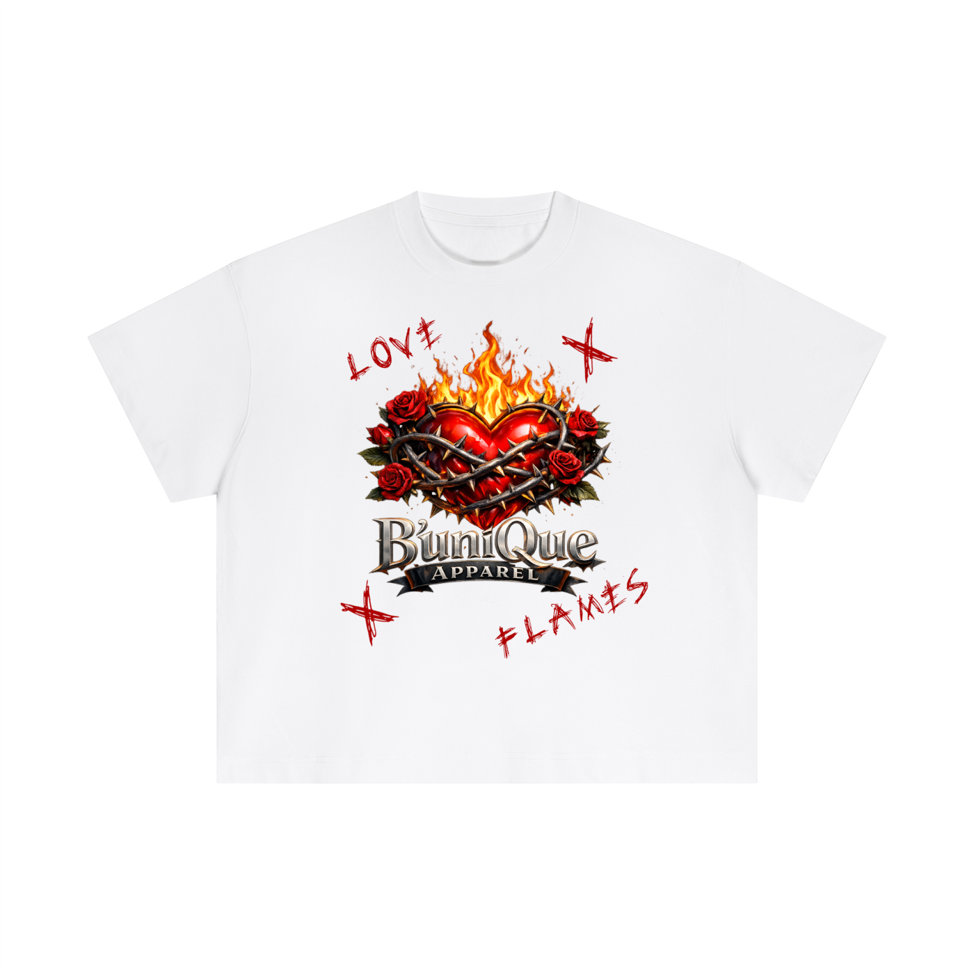 Unisex B'uniQue Love x Flames Boxy T-Shirt