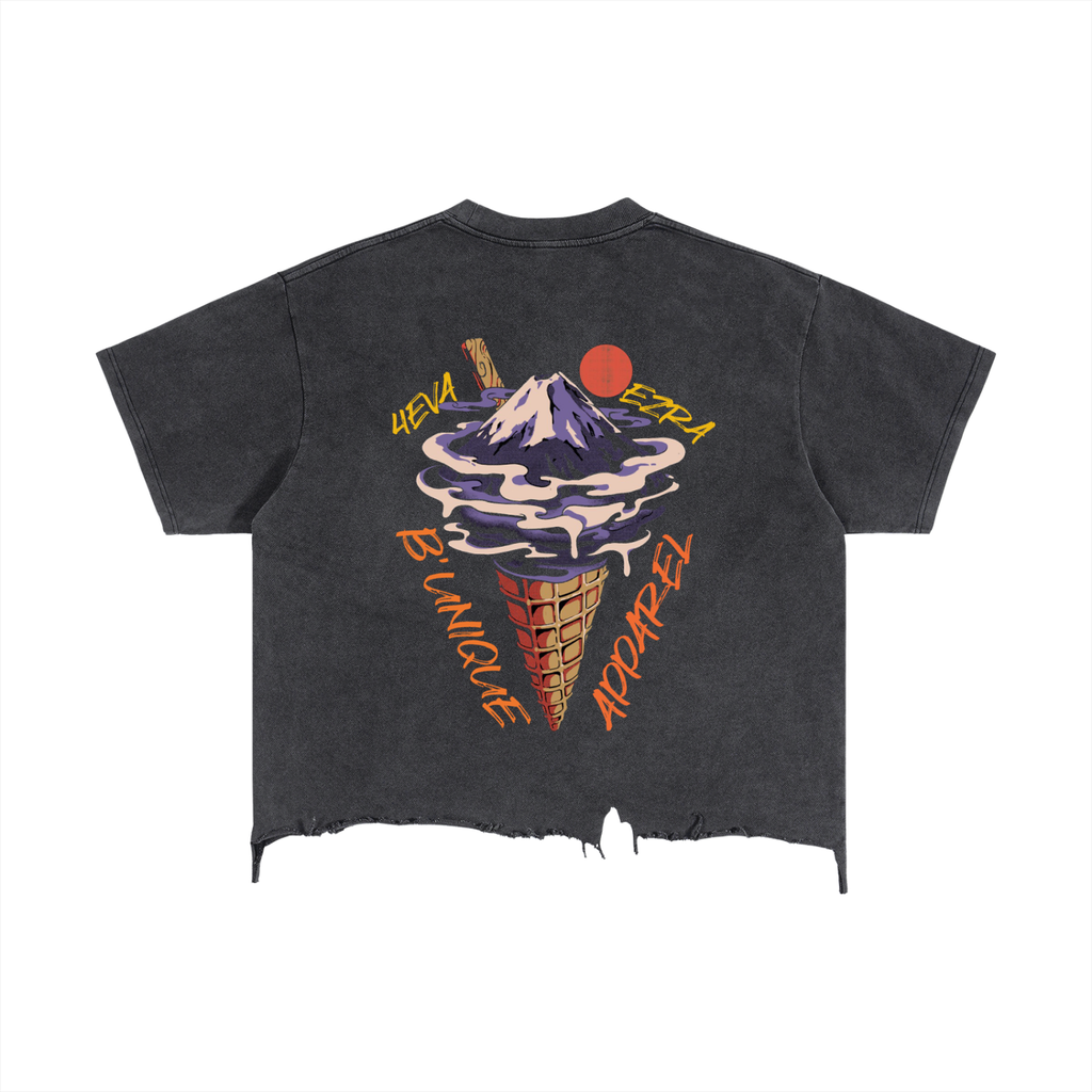 Unisex Vintage Distressed 4EVA EZRA UNIQUE ICE CREAM Hem T-Shirt