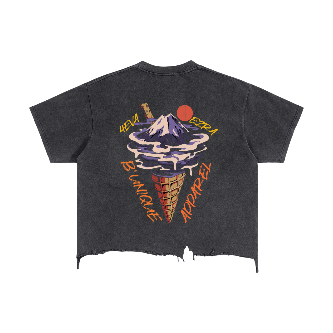 Unisex Vintage Distressed 4EVA EZRA UNIQUE ICE CREAM Hem T-Shirt